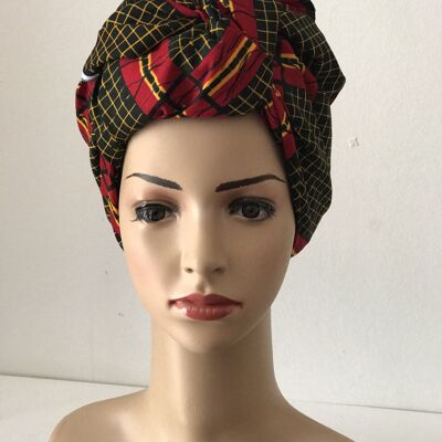 Écharpe carrée en coton imprimés africains Écharpes en coton Ankara Châle Hijab - Rouge