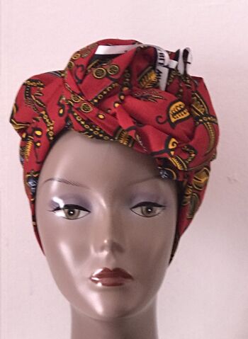 Écharpe carrée en coton imprimés africains Écharpes en coton Ankara Châle Hijab - Rouge / Jaune 1