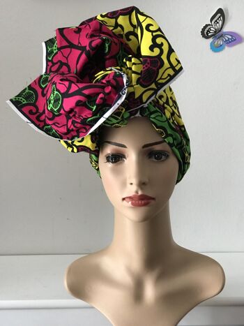 Écharpe carrée en coton imprimés africains Écharpes en coton Ankara Châle Hijab - Rouge / Jaune 3