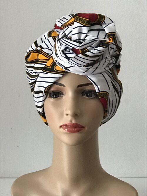 African Prints Cotton Square Scarf Ankara cotton Scarves Shawl Hijab - White/Yellow