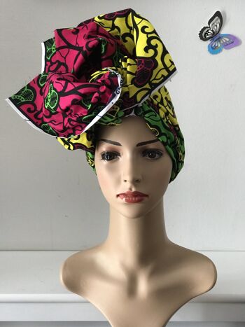 Écharpe carrée en coton imprimés africains Écharpes en coton Ankara Châle Hijab - Rose 1