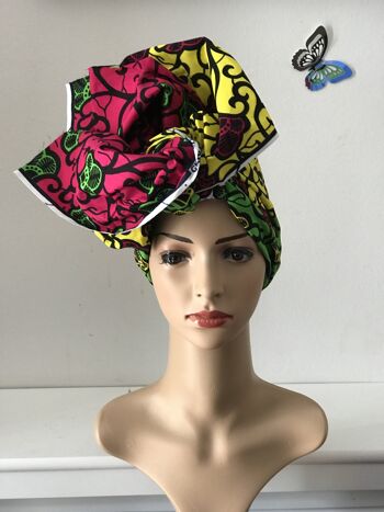 Écharpe carrée en coton imprimés africains Écharpes en coton Ankara Châle Hijab - Rose 2