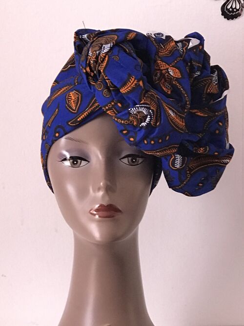 African Prints Cotton Square Scarf Ankara cotton Scarves Shawl Hijab - Blue