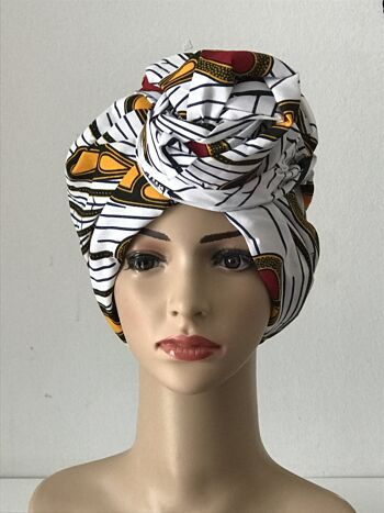 Écharpe carrée en coton imprimés africains Écharpes en coton Ankara Châle Hijab - Blanc 7