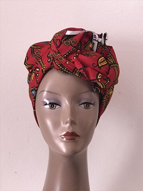 African Prints Cotton Square Scarf Ankara cotton Scarves Shawl Hijab - Red 2