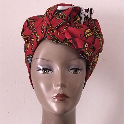Écharpe Carrée En Coton Imprimés Africains Écharpes En Coton Ankara Châle Hijab - Rouge 2