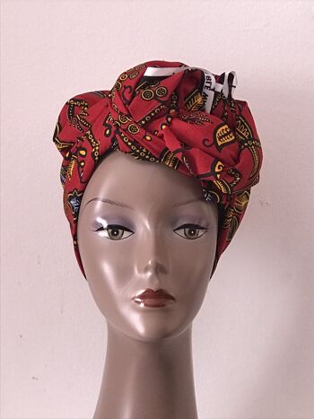 Écharpe Carrée En Coton Imprimés Africains Écharpes En Coton Ankara Châle Hijab - Rouge 2 1