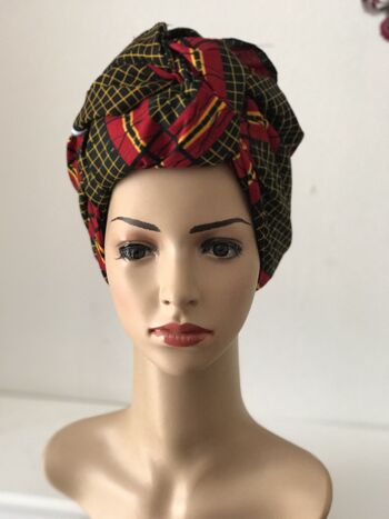 Écharpe Carrée En Coton Imprimés Africains Écharpes En Coton Ankara Châle Hijab - Rouge 2 5