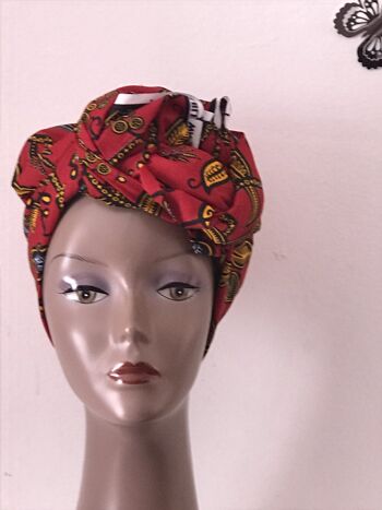Écharpe Carrée En Coton Imprimés Africains Écharpes En Coton Ankara Châle Hijab - Rouge 2 9