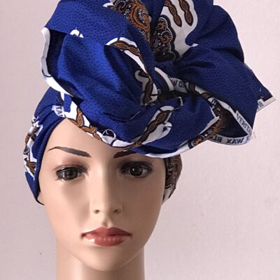 African Prints Cotton Square Scarf Ankara cotton Scarves Shawl Hijab - Blue 2