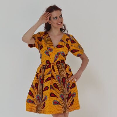 African Print Ankara women Tea Dress Red Bulb