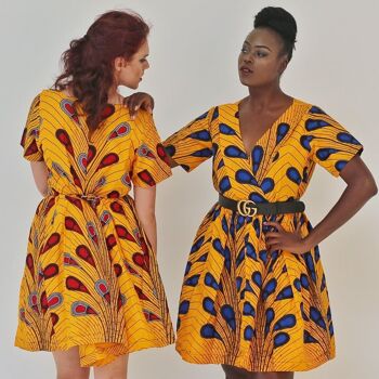 Imprimé africain Ankara femmes robe de thé ampoule rouge 4