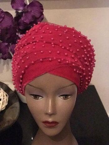 Bandeau Turban en velours double entièrement perlé rose .... disponible en couleur diff 2