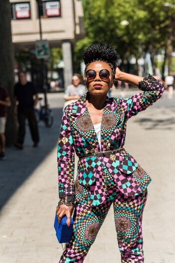 Ensemble veste et pantalon à imprimé Ankara africain OMA 5