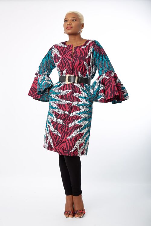 African Print Bell Sleeve Dress Jacket