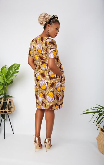 Mini robe droite à imprimé africain Ankara - Orange 3