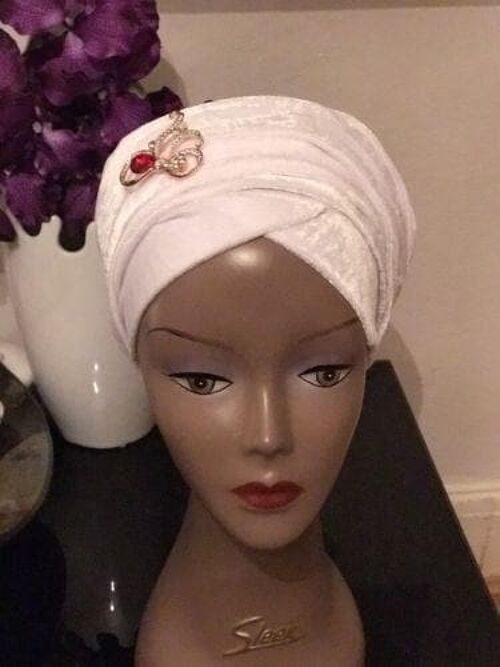 Double Velvet Turban headwraps - White (also available in other colours)