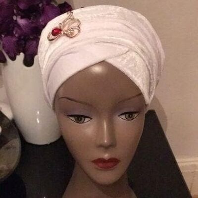 Double Velvet Turban headwraps - White (also available in other colours)
