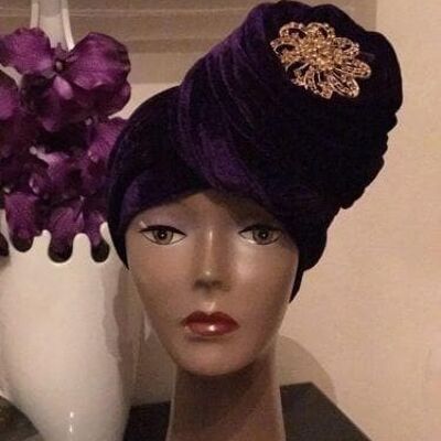 Turbante de terciopelo doble - Púrpura (también disponible en otros colores)