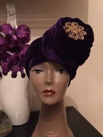 Bandeau Double Velvet Turban - Violet (également disponible dans d'autres couleurs) 1
