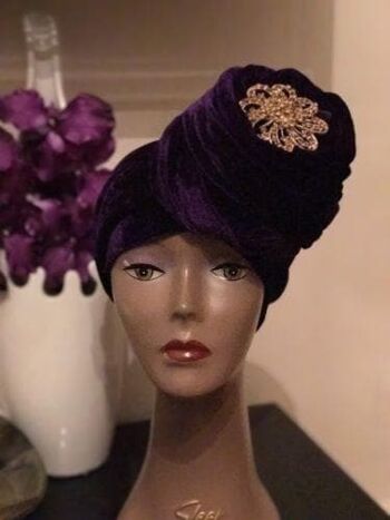 Bandeau Double Velvet Turban - Violet (également disponible dans d'autres couleurs) 2