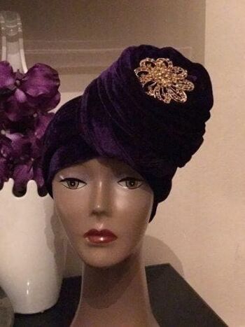 Bandeau Double Velvet Turban - Violet (également disponible dans d'autres couleurs) 3