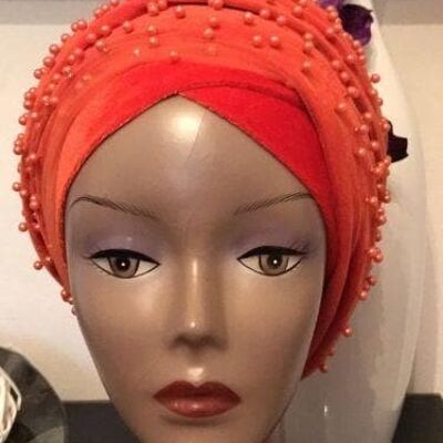 Fully Beaded Double velvet Turban headwraps ....available in different colour