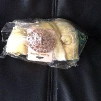 Plain Small Velvet Turban Head Wrap (Single wrap) With Brooch - Cream