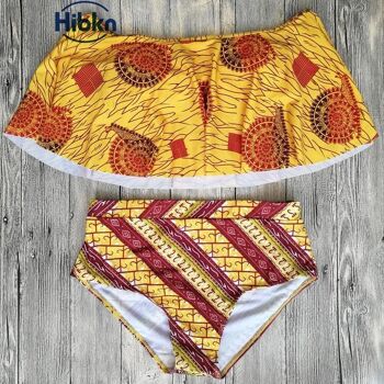 Maillot de bain bikini taille haute à imprimé africain 5