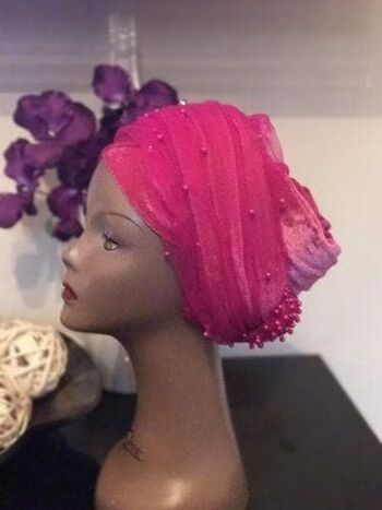 Turbans en velours à double perles rose rose .. Plus d'autres couleurs 4