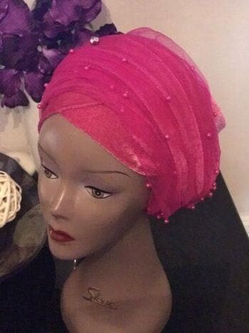 Turbans en velours à double perles rose rose .. Plus d'autres couleurs 5