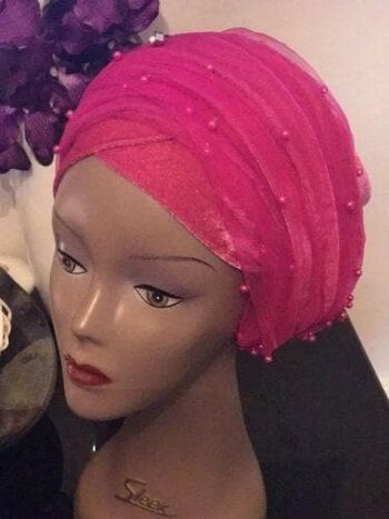 Turbans en velours à double perles rose rose .. Plus d'autres couleurs 6