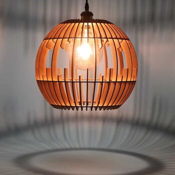 Lampe suspendue CoolCuts Lamppalla // Lampe de plafond moderne / Lampe en bois faite à la main de couleur bois clair 2
