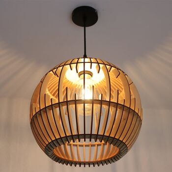 Lampe suspendue CoolCuts Lamppalla // Lampe de plafond moderne / Lampe en bois faite à la main de couleur bois clair 3