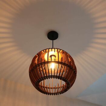 Lampe suspendue CoolCuts Lamppalla // Lampe de plafond moderne / Lampe en bois faite à la main en marron 2