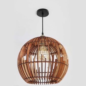 Lampe suspendue CoolCuts Lamppalla // Lampe de plafond moderne / Lampe en bois faite à la main en marron 5