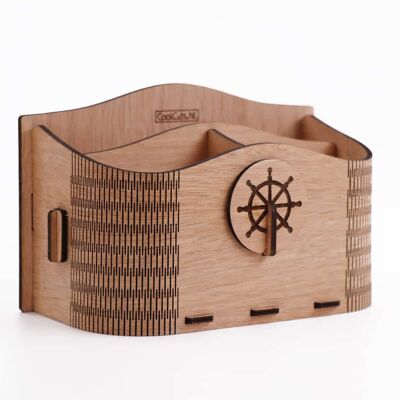 CoolCuts Wave Desk Organizer – Graceful With Playful Waves in Brown