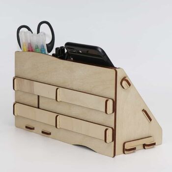 Organiseur de bureau CoolCuts Mill – élégant, y compris support pour téléphone portable/tablette en couleur bois clair 6