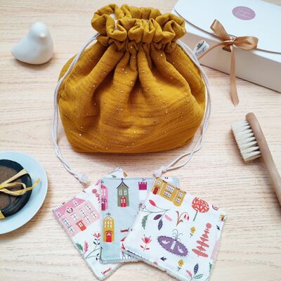 MUSTARD POUCH WITH GOLDEN DOTTES