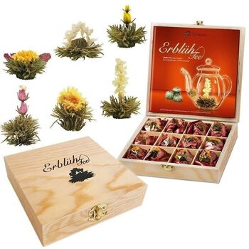 Coffret en bois Creano AbloomTea 12 thés "Thé Blanc" 1