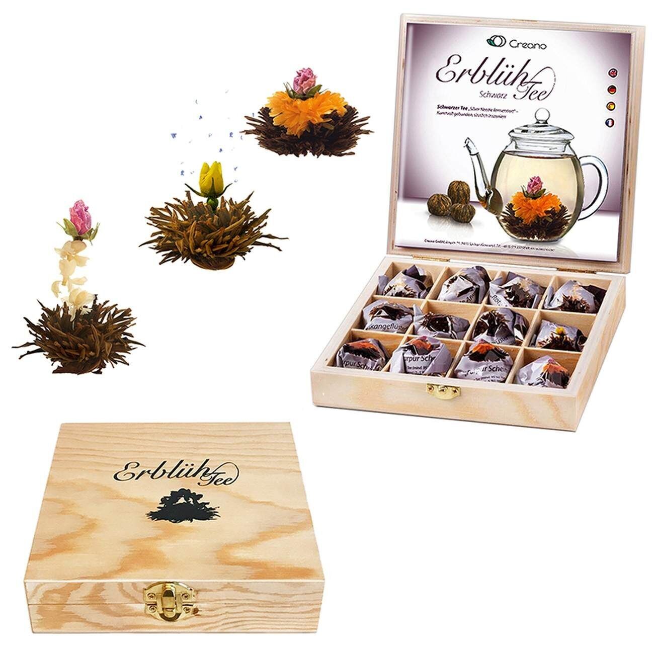 Confezione regalo in legno Creano AbloomTea 12 tè "Black Tea"