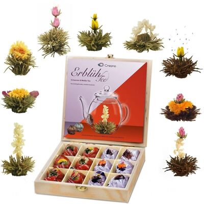 Set regalo Creano in scatola da tè in legno "tè bianco e tè nero"