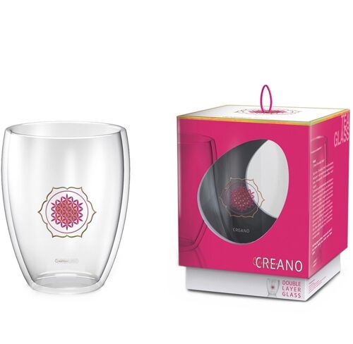 Creano Doppelwandiges ThermoGlas "Blume des Lebens" | 250ml