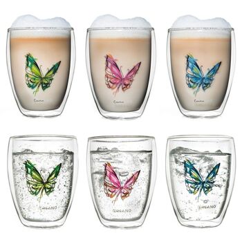 Creano Lot de 6 ThermoGlass "Colourfly" | 250ml 1