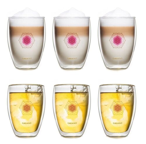 Creano 6er-Set ThermoGlas "Blume des Lebens" | 250ml