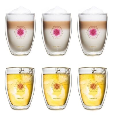 Creano Lot de 6 ThermoGlass "Fleur de Vie" | 250ml