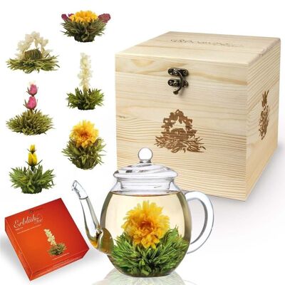 Coffret déco en bois Creano Coffret cadeau AbloomTea "Thé blanc"