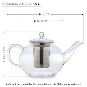 Théière en verre Creano "plate" | 1.6L 2