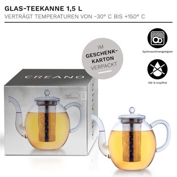 Théière en verre Creano "haute" | 1.5L 4