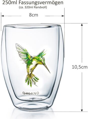 Verre thermo à double paroi Creano "Hummi" en lot de 6 | 250ml - bleu/vert/rouge 2